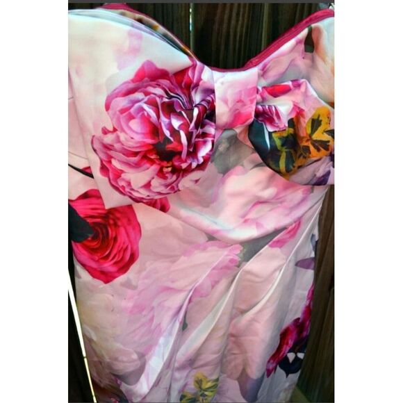 New Lipsy Body-Con Dress Bandeau Floral Sheath Strapless Exposed Zipper‎ US 4 - Picture 3 of 10